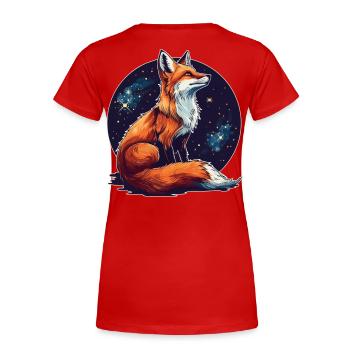 Renard avec des étoiles - T-shirt bio Premium Femme - rouge - Dos - Mia (176cm)