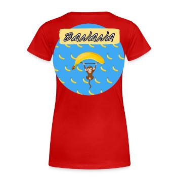 banana äffchen - Frauen Premium Bio T-Shirt - Rot - Hinten - Mia (176cm)