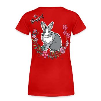 Be Happy Ostern - Frauen Premium Bio T-Shirt - Rot - Hinten - Mia (176cm)