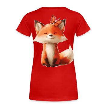 Fuchs mit Schmetterling - Frauen Premium Bio T-Shirt - Rot - Hinten - Mia (176cm)