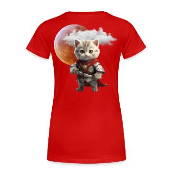 Knight Kitten Under Lunar Moon - Women's Premium Organic T-Shirt - red - Back - Mia (176cm)
