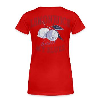 Zitronen Heilen Blues Graphic - Frauen Premium Bio T-Shirt - Rot - Hinten - Mia (176cm)