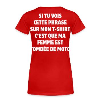 motorrad, biker, biker, biker humor - Frauen Premium Bio T-Shirt - Rot - Hinten - Mia (176cm)