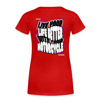 Motorcycle x MR DESIGNS - Women's Premium Organic T-Shirt - red - Back - Mia (176cm)