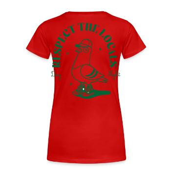 Vogel Sneaker Mascotte avec casquette - T-shirt bio Premium Femme - rouge - Dos - Mia (176cm)
