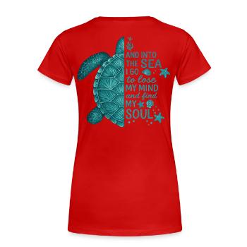 schildkrote into the sea meerliebe natur - Frauen Premium Bio T-Shirt - Rot - Hinten - Mia (176cm)
