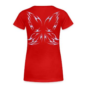 Chrom Metallic Feenflügel Tribal Design - Frauen Premium Bio T-Shirt - Rot - Hinten - Mia (176cm)