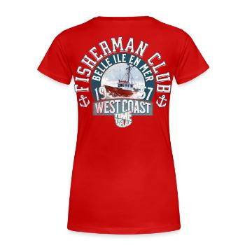 Klassischer Fischerkabeljau Belle Ile en Mer - Frauen Premium Bio T-Shirt - Rot - Hinten - Mia (176cm)