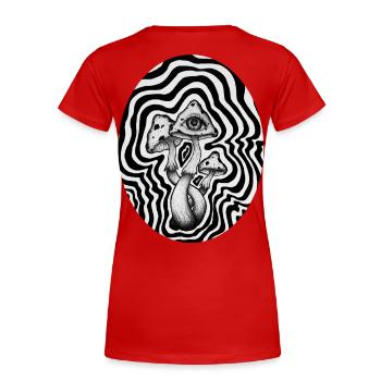 Mushrooms - Frauen Premium Bio T-Shirt - Rot - Hinten - Mia (176cm)