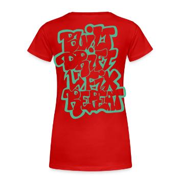 Built Drift Fix Repeat 04 - Women's Premium Organic T-Shirt - red - Back - Mia (176cm)
