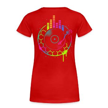 Musique Vinyle Platine DJ Equalizer Retro - T-shirt bio Premium Femme - rouge - Dos - Mia (176cm)