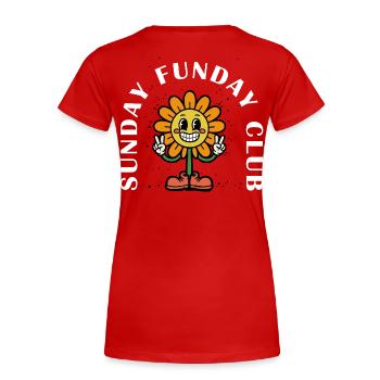 Sunday Funday Club – Retro Comic - Frauen Premium Bio T-Shirt - Rot - Hinten - Mia (176cm)