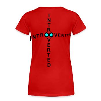 introvertiert - Frauen Premium Bio T-Shirt - Rot - Hinten - Mia (176cm)