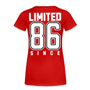40e anniversaire - T-shirt bio Premium Femme - rouge - Dos - Mia (176cm)