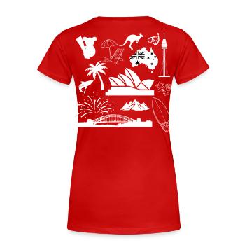 Sydney en symboles (blanc) - T-shirt bio Premium Femme - rouge - Dos - Mia (176cm)