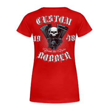 Bobber Chopper Motorcycle Design - Women's Premium Organic T-Shirt - red - Back - Mia (176cm)