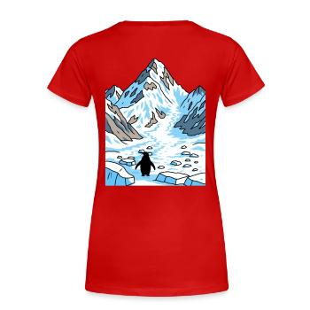 Penguin Glacier Trail - Women's Premium Organic T-Shirt - red - Back - Mia (176cm)