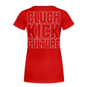 Cluch Kick Culture Drift Szene Design - Frauen Premium Bio T-Shirt - Rot - Hinten - Mia (176cm)