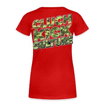 Conception du camouflage Culture du Clutch Kick - T-shirt bio Premium Femme - rouge - Dos - Mia (176cm)