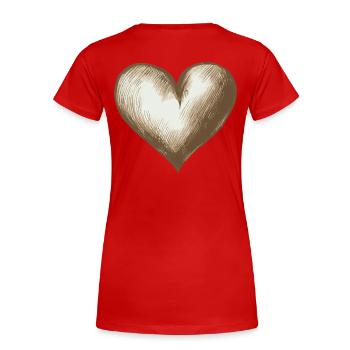 Sepia Sketch Heart - Women's Premium Organic T-Shirt - red - Back - Mia (176cm)