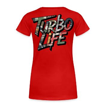 Turbo Life Camo Motiv für JDM Fans Männer Jungs - Frauen Premium Bio T-Shirt - Rot - Hinten - Mia (176cm)