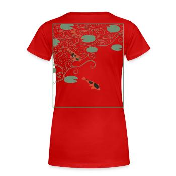 Wabi-sabi style Koi carp - Women's Premium Organic T-Shirt - red - Back - Mia (176cm)