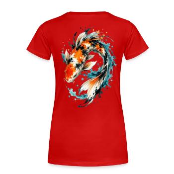 Aquarell Koi Splash - Frauen Premium Bio T-Shirt - Rot - Hinten - Mia (176cm)