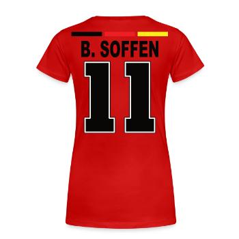 Deutschland Sauf Trikot Mallorca Party B. SOFFEN - Frauen Premium Bio T-Shirt - Rot - Hinten - Mia (176cm)