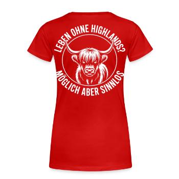 Highland Rinder - Frauen Premium Bio T-Shirt - Rot - Hinten - Mia (176cm)