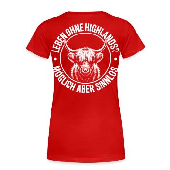 Highland Cow / Highland Rind – Ich liebe Highlands - Frauen Premium Bio T-Shirt - Rot - Hinten - Mia (176cm)