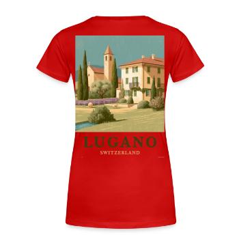 Lugano Villa Panorama - T-shirt bio Premium Femme - rouge - Dos - Mia (176cm)