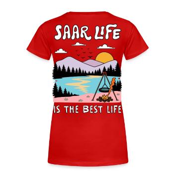 Sarre - La vie en Sarre est la meilleure vie - T-shirt bio Premium Femme - rouge - Dos - Mia (176cm)