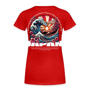 Japan Blossoming Beauty Sakura Wave - Women's Premium Organic T-Shirt - red - Back - Mia (176cm)