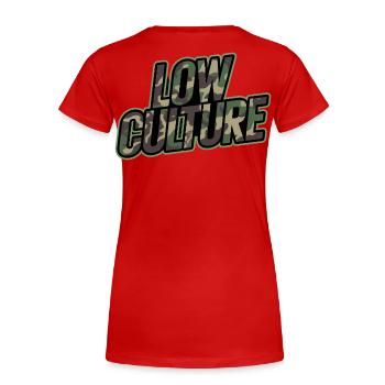 Low Culture Camo Tuning Streetwear JDM Car Style - Women's Premium Organic T-Shirt - red - Back - Mia (176cm)