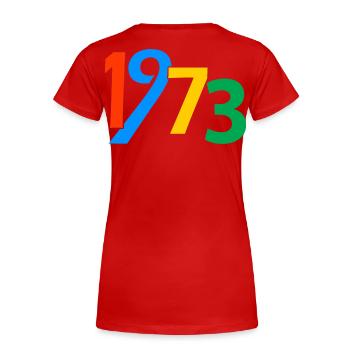 50. Geburtstag 1973 50 Jahre Geschenke für Männer Frauen - Frauen Premium Bio T-Shirt - Rot - Hinten - Mia (176cm)