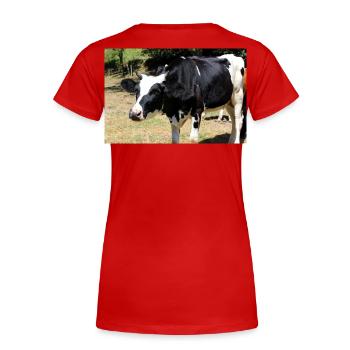 Kuh Poster - Frauen Premium Bio T-Shirt - Rot - Hinten - Mia (176cm)