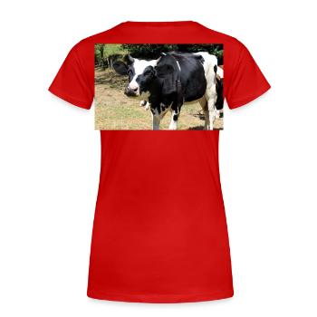 Kuh Poster - Frauen Premium Bio T-Shirt - Rot - Hinten - Mia (176cm)