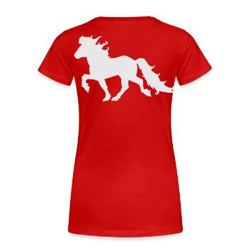 Edles Islandpferd im Tölt - Frauen Premium Bio T-Shirt - Rot - Hinten - Mia (176cm)