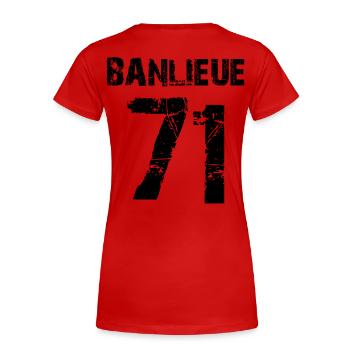 banlieue 71 - T-shirt bio Premium Femme - rouge - Dos - Mia (176cm)