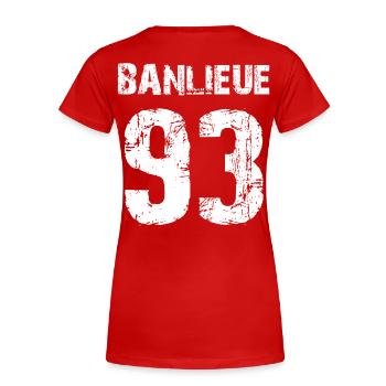banlieue 93 - Women's Premium Organic T-Shirt - red - Back - Mia (176cm)