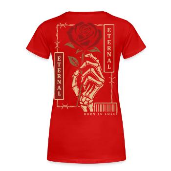 Eternal Bloom – Dark Romance Art - Frauen Premium Bio T-Shirt - Rot - Hinten - Mia (176cm)