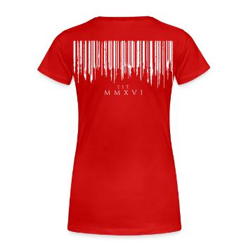 Barcode Tropfen White Est. MMXVI - Frauen Premium Bio T-Shirt - Rot - Hinten - Mia (176cm)
