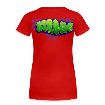 STRONG – Graffiti lettering for strength & mindset - Women's Premium Organic T-Shirt - red - Back - Mia (176cm)