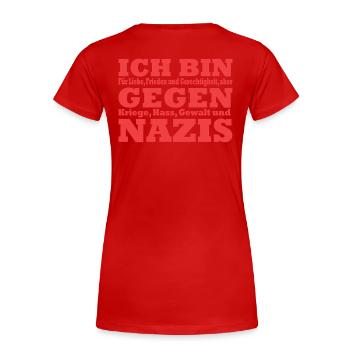 Ich bin gegen Nazis - Frauen Premium Bio T-Shirt - Rot - Hinten - Mia (176cm)