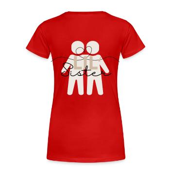 Kleine Schwester - Geschwister Design - Frauen Premium Bio T-Shirt - Rot - Hinten - Mia (176cm)