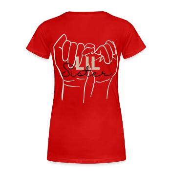 Frères et sœurs - Little Sister Design - T-shirt bio Premium Femme - rouge - Dos - Mia (176cm)