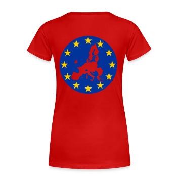 „Europäische Union“ Europa Karte Sterne gelb blau - Frauen Premium Bio T-Shirt - Rot - Hinten - Mia (176cm)