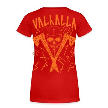 Valhalla Runes - Frauen Premium Bio T-Shirt - Rot - Hinten - Mia (176cm)