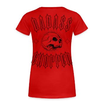 BADASS CHOPPER - Frauen Premium Bio T-Shirt - Rot - Hinten - Mia (176cm)