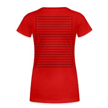 Mesure longueur cheveux - T-shirt bio Premium Femme - rouge - Dos - Mia (176cm)